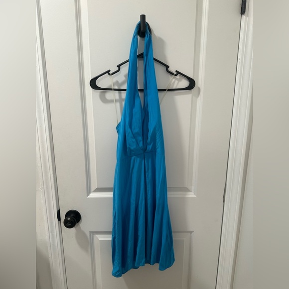 Amanda Uprichard blue 100% silk halter minidress size small - Picture 6 of 12